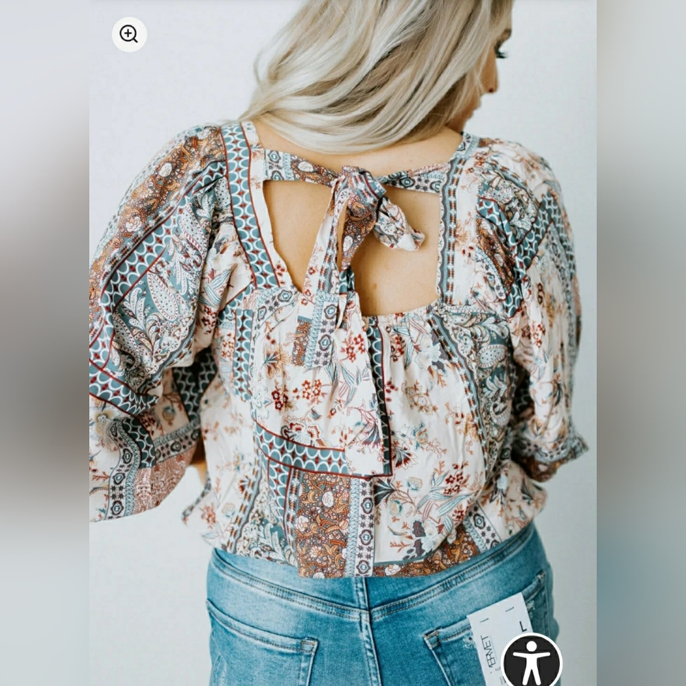 SWEET ATTITUDE PATCHWORK TOP NWT - image 1